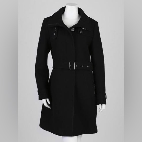 BURBERRY Brit Black Wool and Cashmere Blend Rushworth Belted Coat Size 12 - Picture 11 of 16